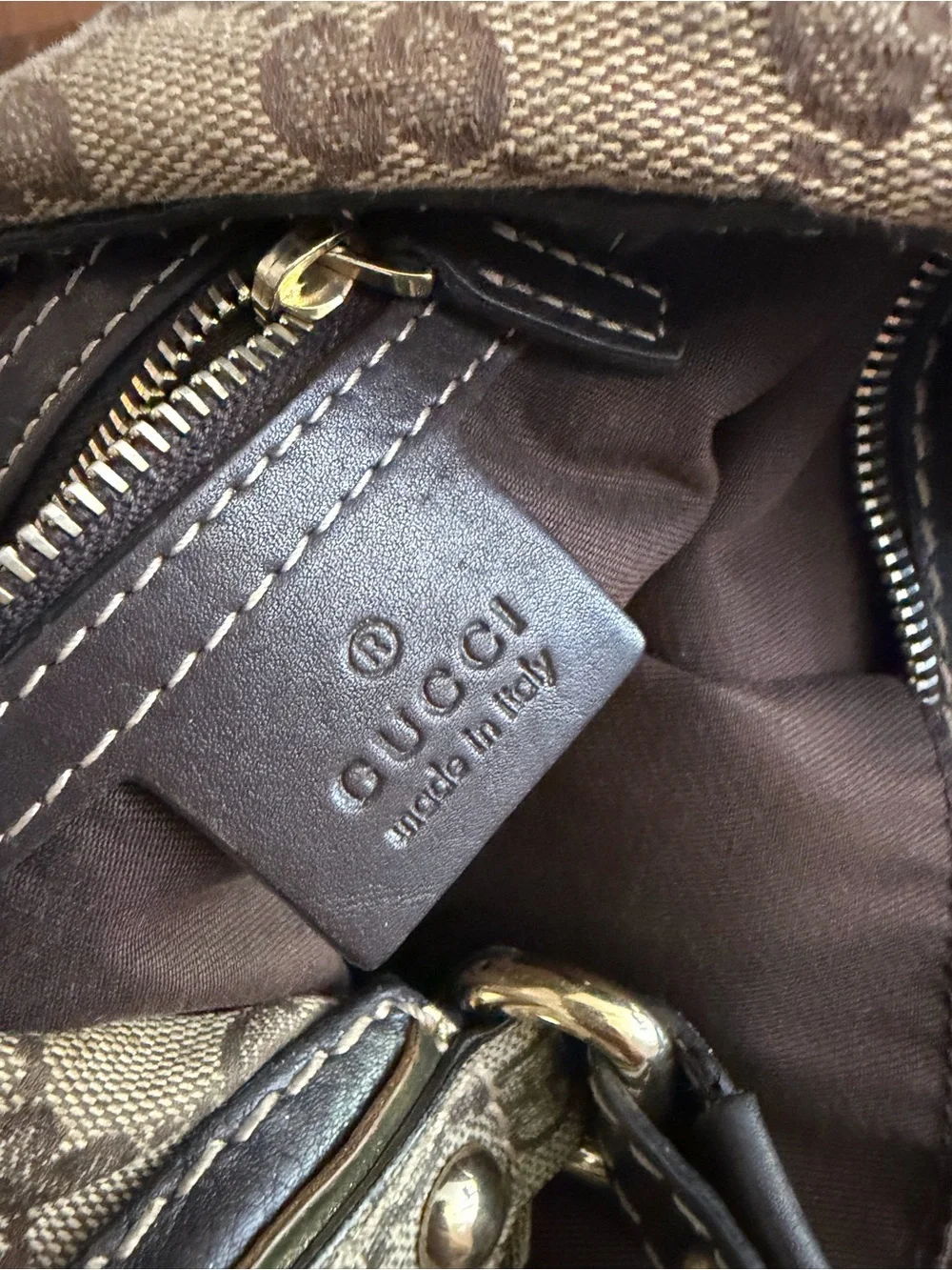 AUTHENTIC Gucci Jackie Large Vintage Brown Monogram Canvas Shoulder Bag
